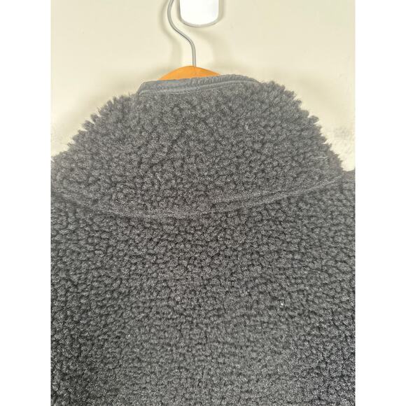 Athleta Cozy Sherpa Snap Sweatshirt NEW Size Medium Black Front Pocket - Picture 7 of 11